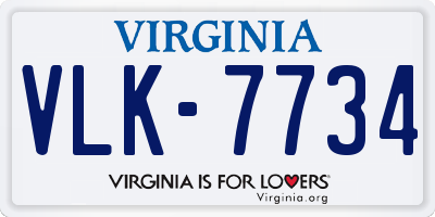 VA license plate VLK7734