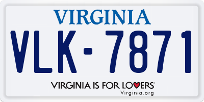 VA license plate VLK7871