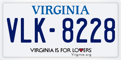 VA license plate VLK8228