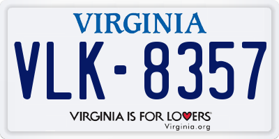 VA license plate VLK8357