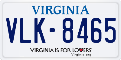 VA license plate VLK8465