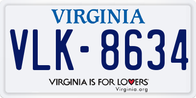 VA license plate VLK8634