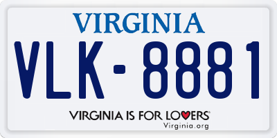 VA license plate VLK8881