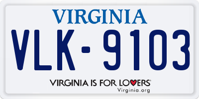 VA license plate VLK9103