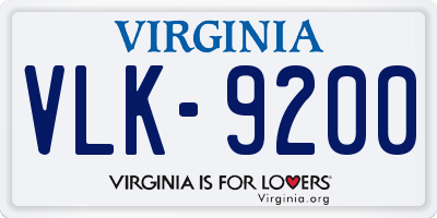 VA license plate VLK9200