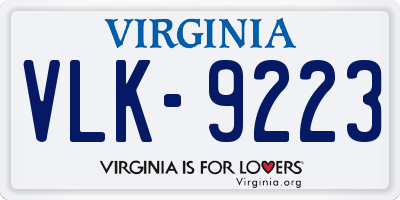 VA license plate VLK9223