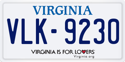 VA license plate VLK9230