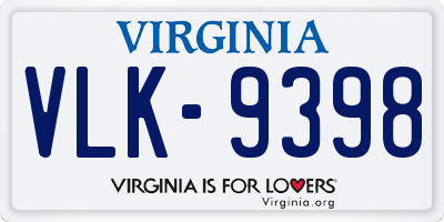 VA license plate VLK9398