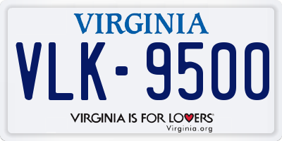 VA license plate VLK9500