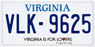 VA license plate VLK9625