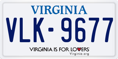 VA license plate VLK9677