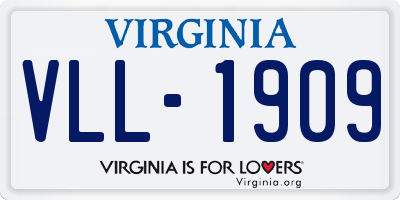 VA license plate VLL1909