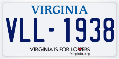 VA license plate VLL1938