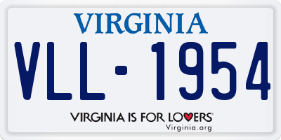 VA license plate VLL1954