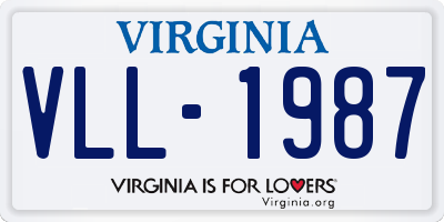 VA license plate VLL1987