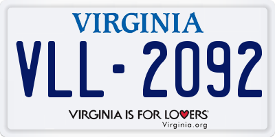 VA license plate VLL2092