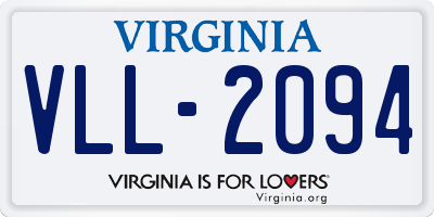 VA license plate VLL2094