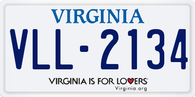 VA license plate VLL2134