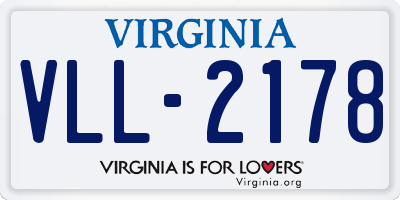 VA license plate VLL2178