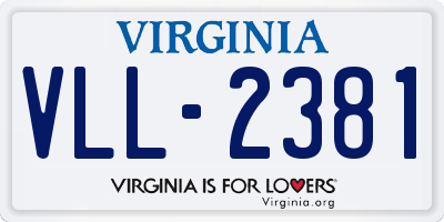 VA license plate VLL2381