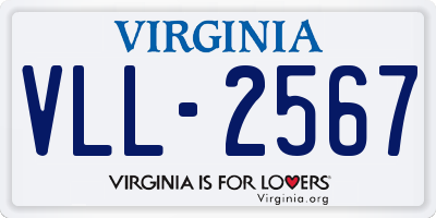 VA license plate VLL2567