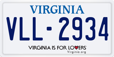 VA license plate VLL2934