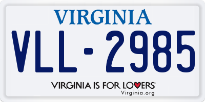 VA license plate VLL2985