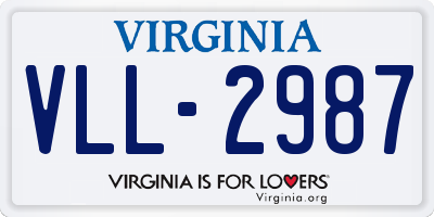 VA license plate VLL2987