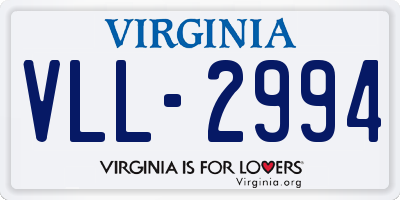 VA license plate VLL2994