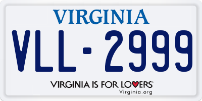 VA license plate VLL2999