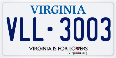 VA license plate VLL3003