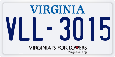 VA license plate VLL3015