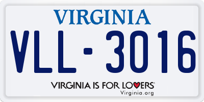 VA license plate VLL3016