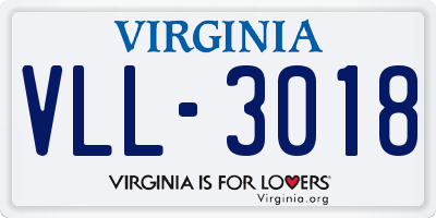 VA license plate VLL3018