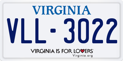 VA license plate VLL3022