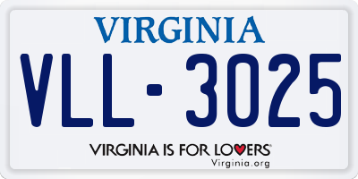 VA license plate VLL3025