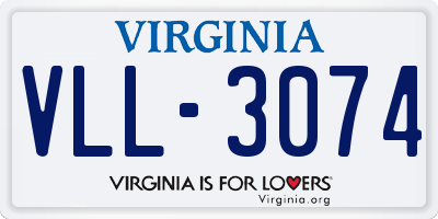 VA license plate VLL3074