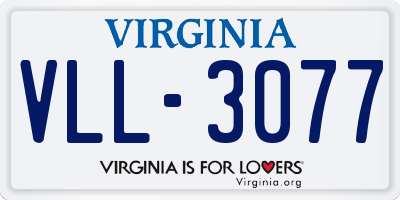 VA license plate VLL3077