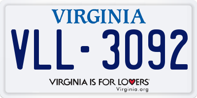 VA license plate VLL3092