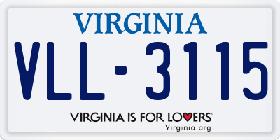 VA license plate VLL3115