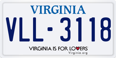 VA license plate VLL3118