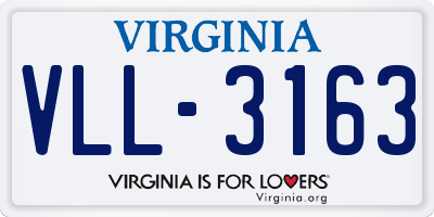 VA license plate VLL3163