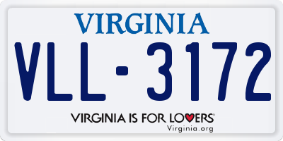 VA license plate VLL3172