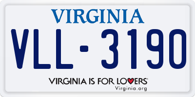 VA license plate VLL3190