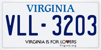 VA license plate VLL3203