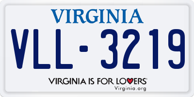 VA license plate VLL3219