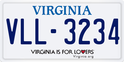 VA license plate VLL3234