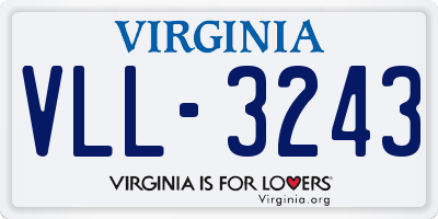 VA license plate VLL3243