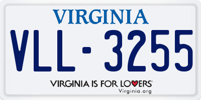 VA license plate VLL3255