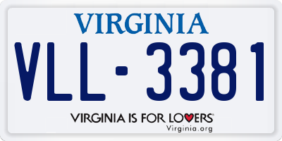 VA license plate VLL3381